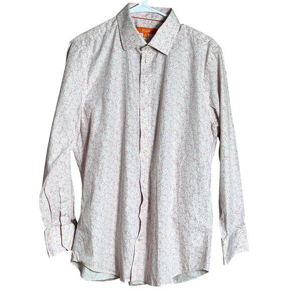 Tallia Dress Shirt Pastel Pink Floral Cotton Button Unisex Casual Mens 16 32/33 - Picture 1 of 6